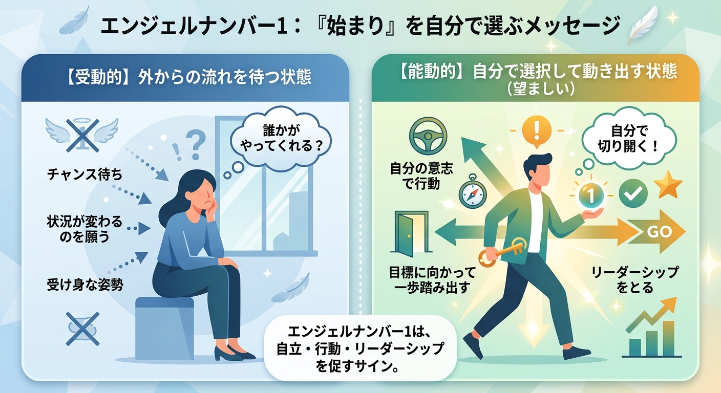 受動的な姿勢と能動的な姿勢の対比図