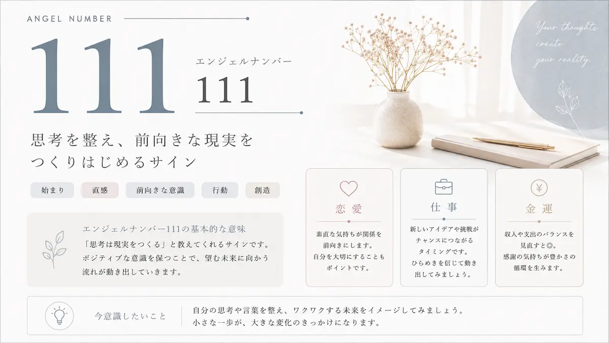 エンジェルナンバー111 意味