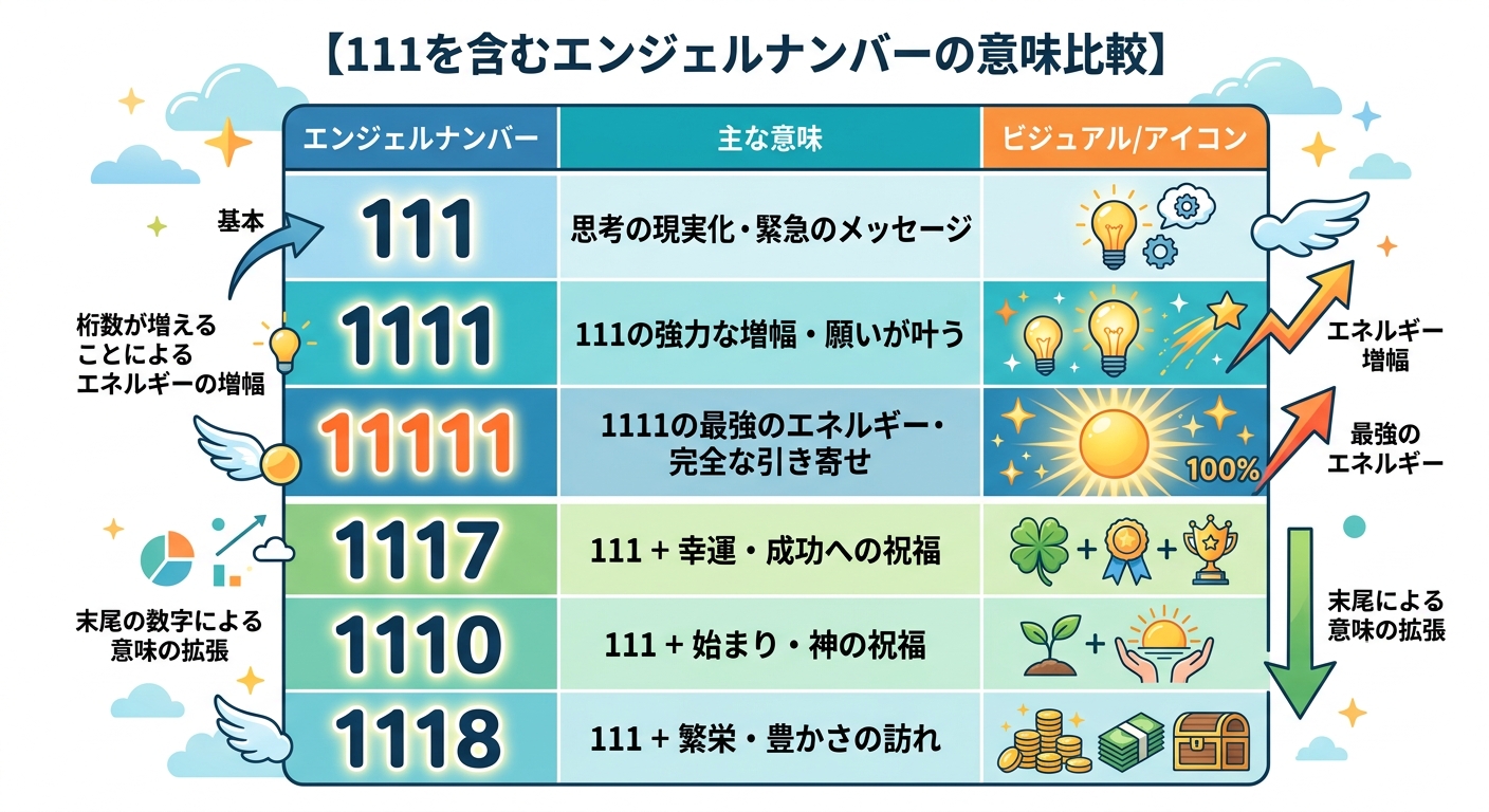 111のバリエーションとそれぞれの数字が持つエネルギー