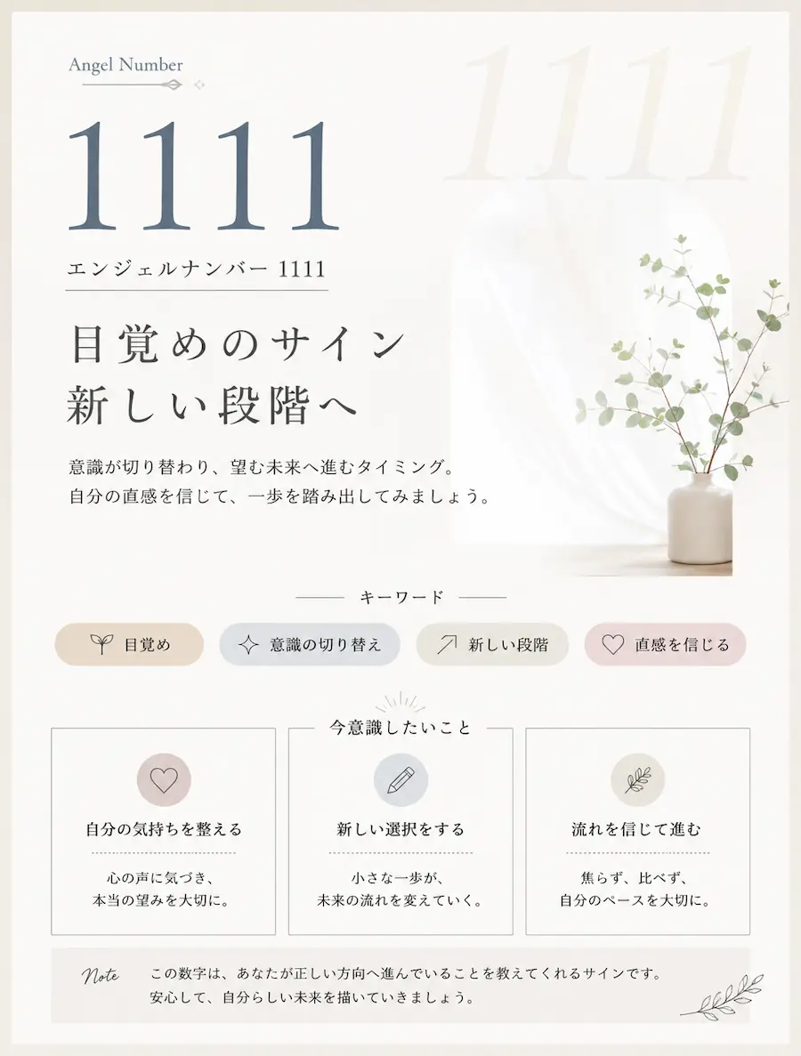 エンジェルナンバー1111 意味