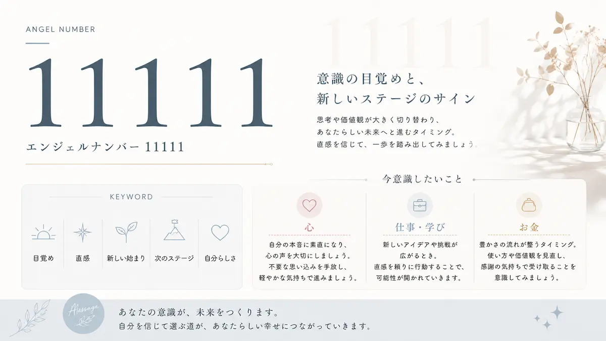エンジェルナンバー11111 意味