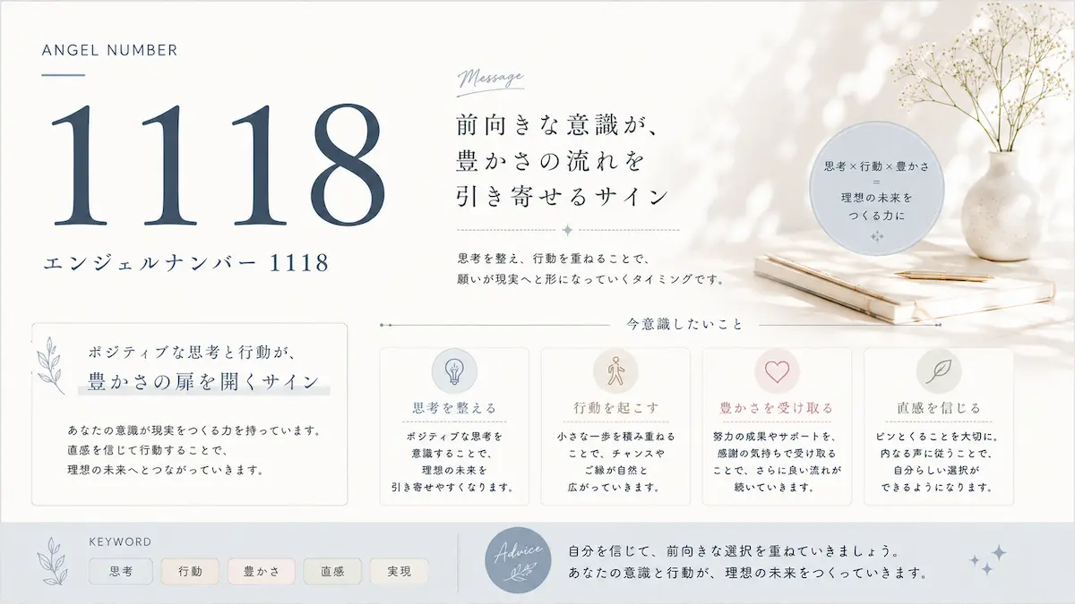 エンジェルナンバー1118 意味